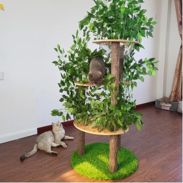 Cat Tree With Leaves - Multi Level - Cat Hammocks