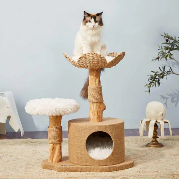 Cattail Solid Wood Cat Tree Climbing Frame